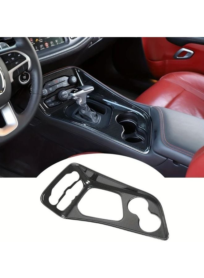 Carbon Fiber Center Console Trim Gear Shift Panel Cover For Dodge Challenger 2015 2023 - Image 1